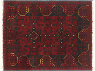 handmade Tribal Biljik Khal Muhammadi Red Blue Hand Knotted RECTANGLE 100% WOOL area rug 3x4